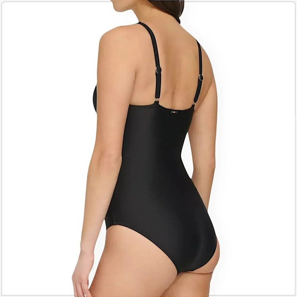 Tommy Hilfiger Black O-Ring One Piece Swimsuit Summer Vacation Pool NWT New 4